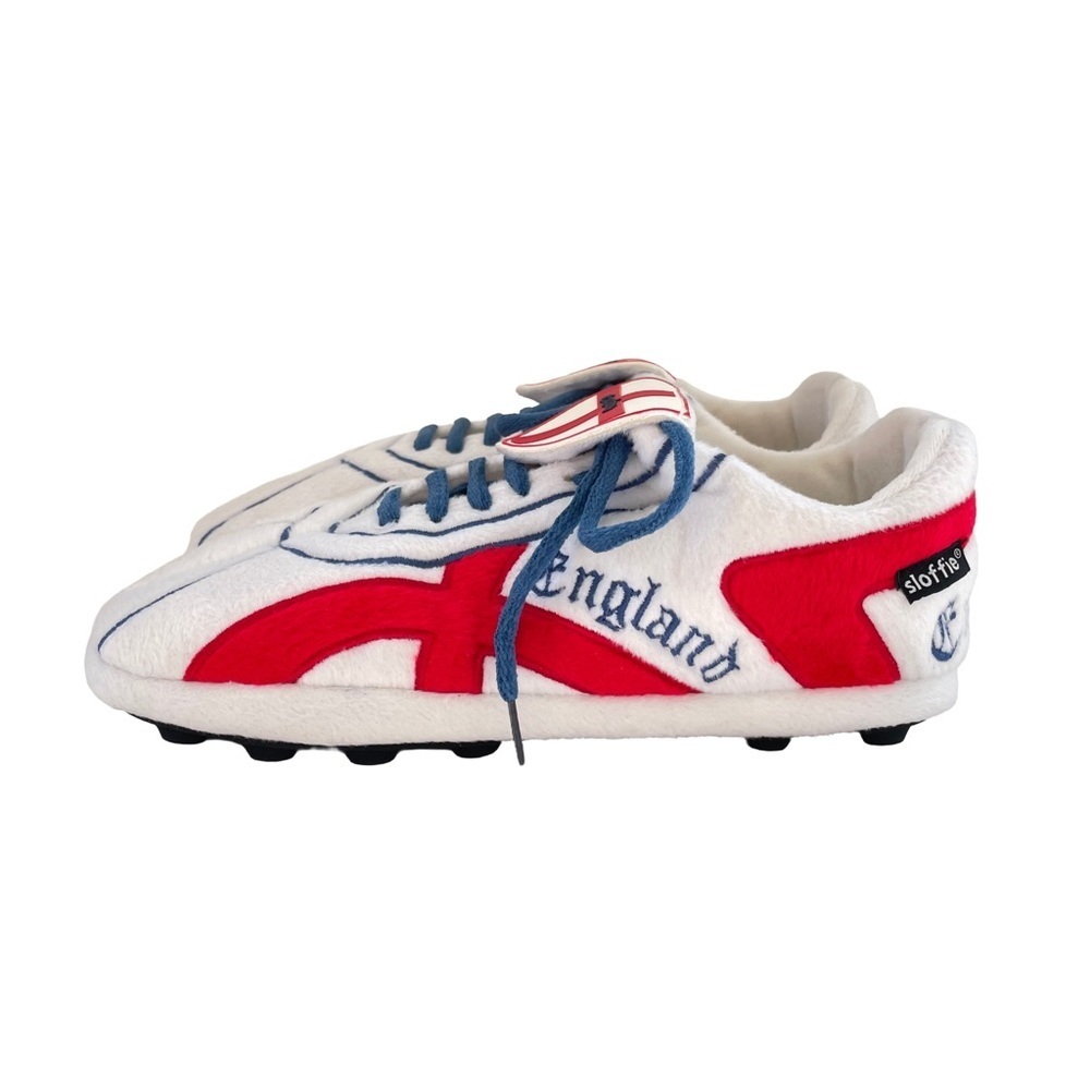 Sloffie Slippers, England FC Soccer, Red/White, Size Medium (US Men’s 6.5-7.5)